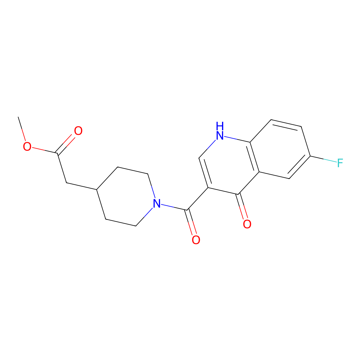 Methyl {1-[(6-fluoro-4-hydroxyquinolin-3-yl)carbonyl]piperidin-4-yl}acetate molecular structure, CAS 1630870-14-2