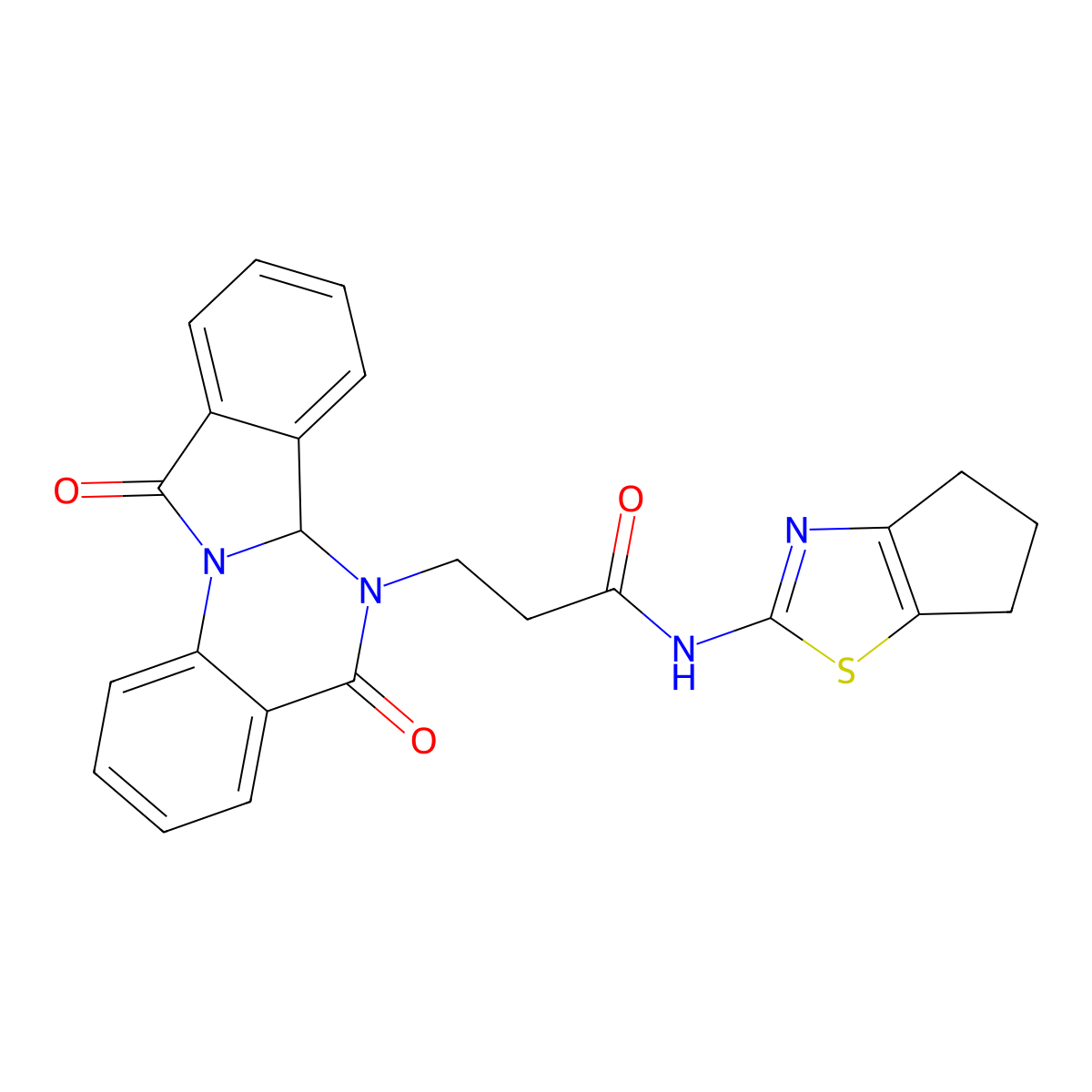 N-(5,6-dihydro-4H-cyclopenta[d][1,3]thiazol-2-yl)-3-(5,11-dioxo-6a,11-dihydroisoindolo[2,1-a]quinazolin-6(5H)-yl)propanamide molecular structure, CAS 1630870-36-8