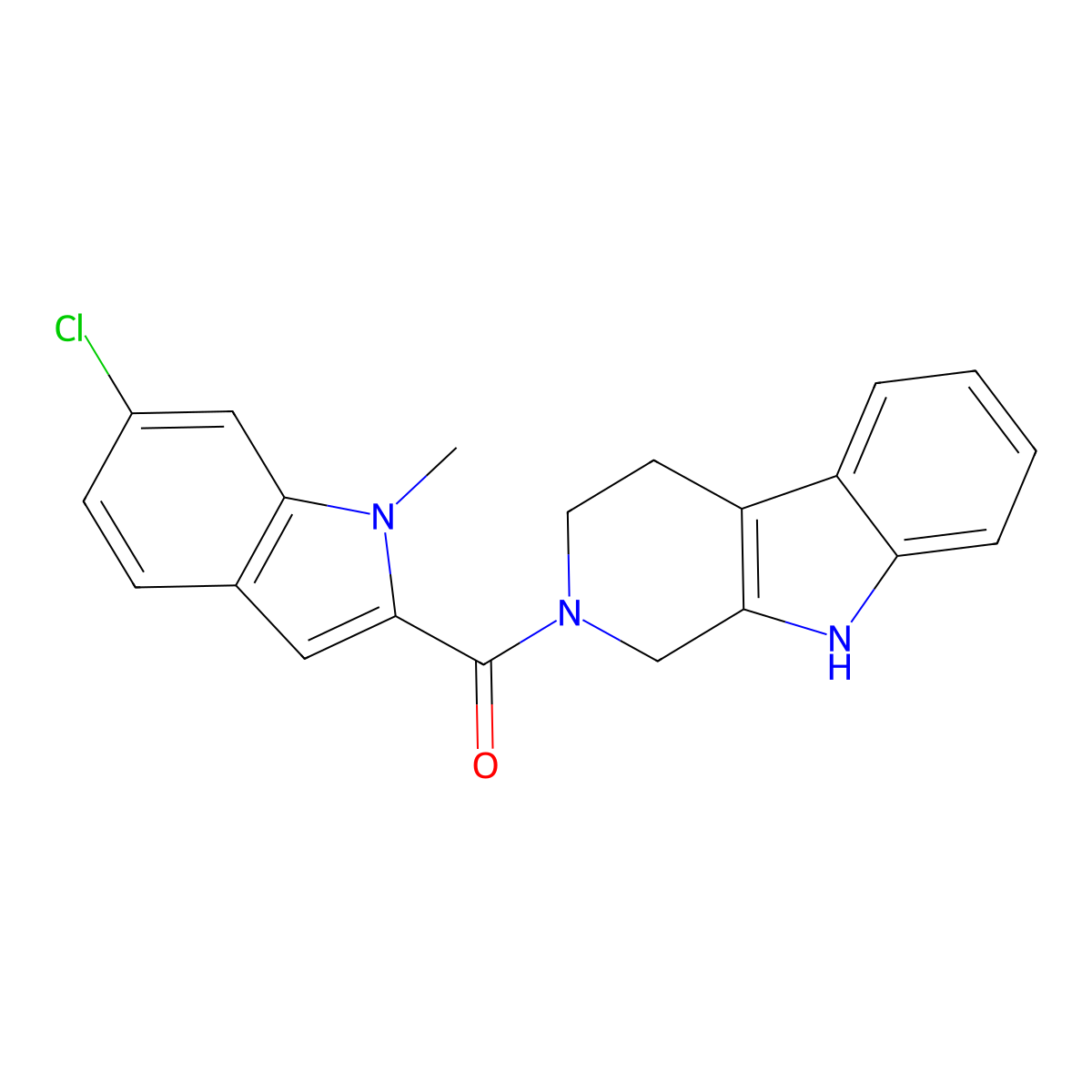 (6-chloro-1-methyl-1H-indol-2-yl)(1,3,4,9-tetrahydro-2H-beta-carbolin-2-yl)methanone molecular structure, CAS 1630870-40-4