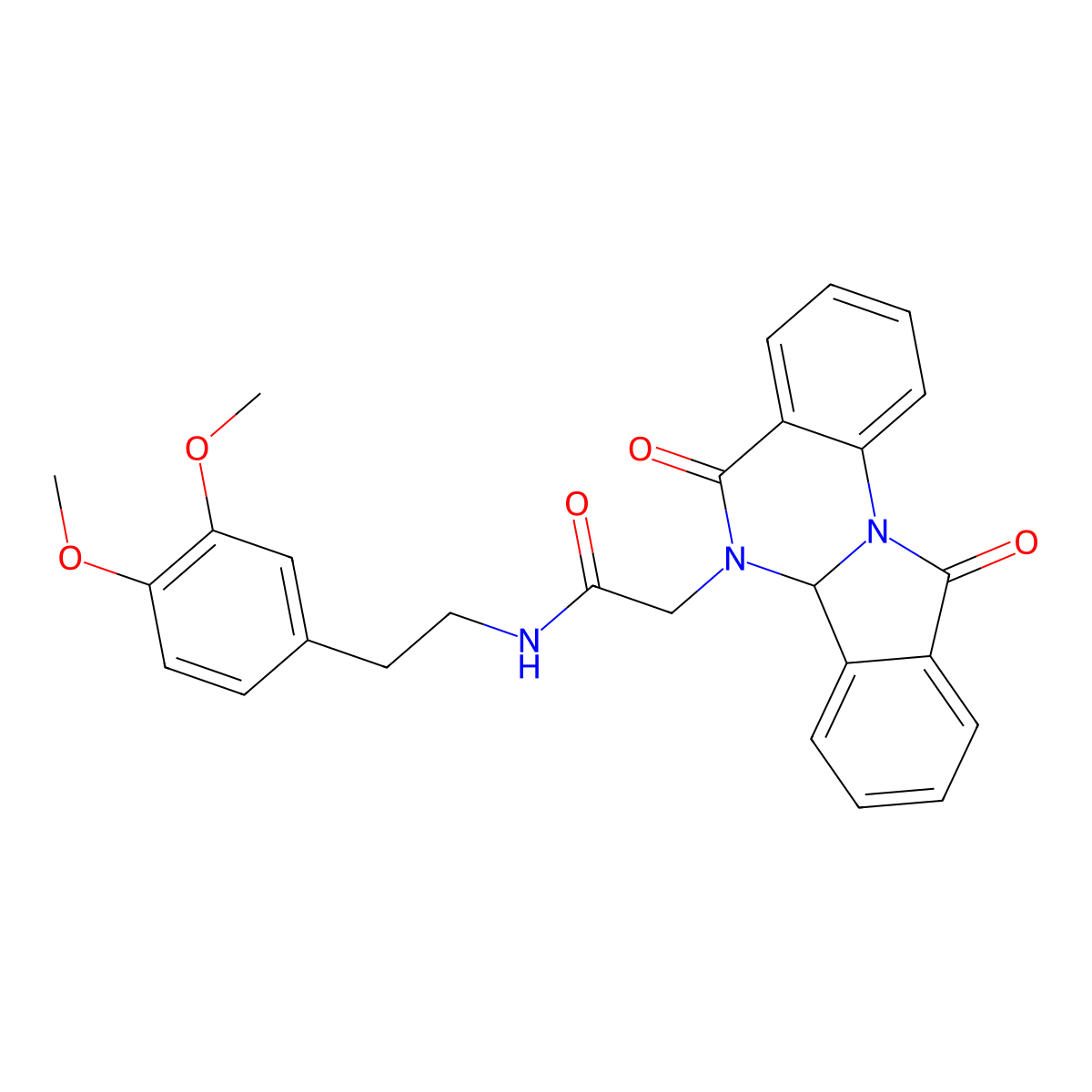 N-[2-(3,4-dimethoxyphenyl)ethyl]-2-(5,11-dioxo-6a,11-dihydroisoindolo[2,1-a]quinazolin-6(5H)-yl)acetamide molecular structure, CAS 1630870-42-6