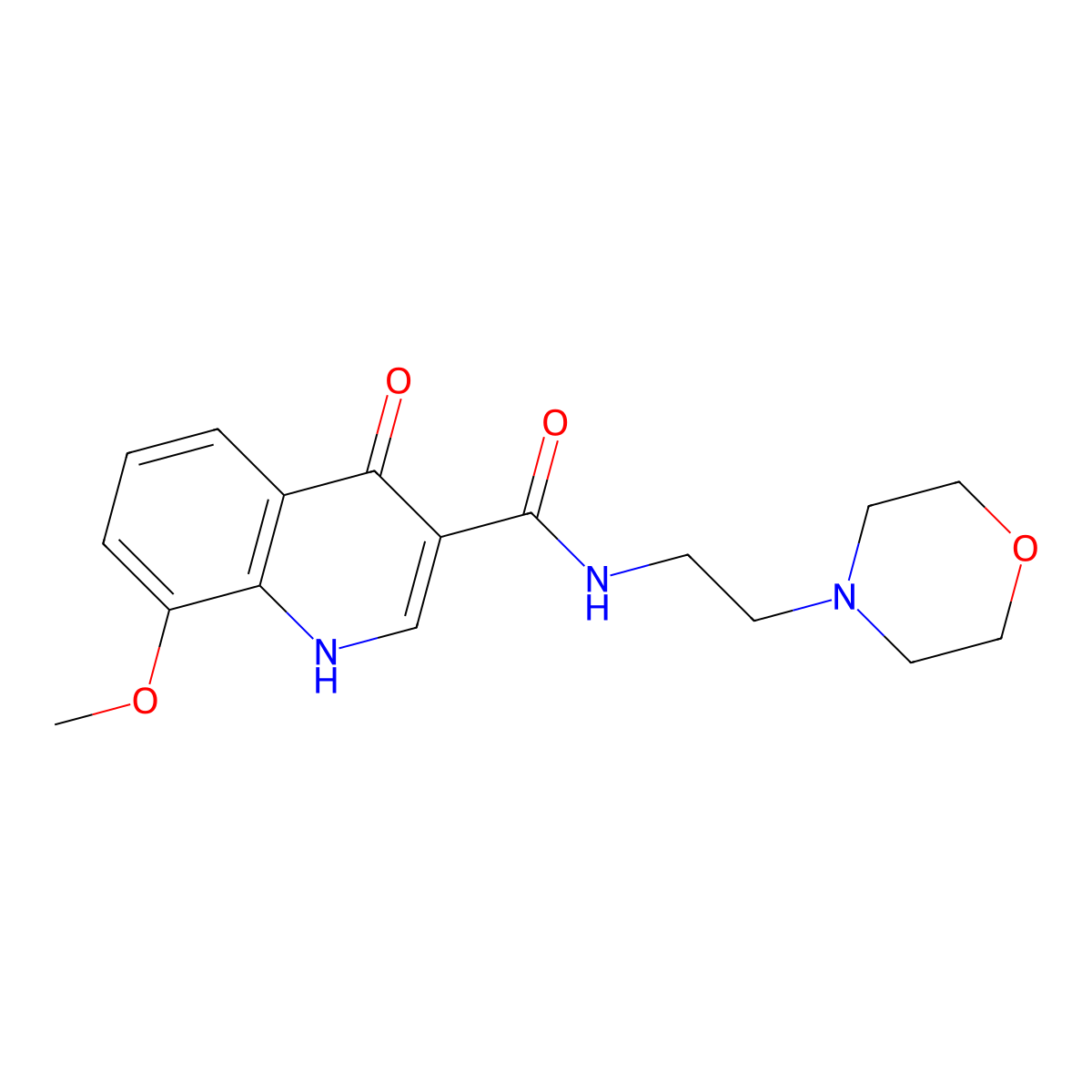 4-hydroxy-8-methoxy-N-[2-(morpholin-4-yl)ethyl]quinoline-3-carboxamide molecular structure, CAS 1630870-44-8