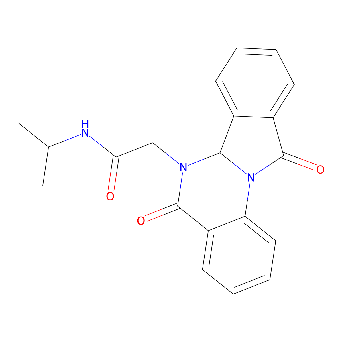 2-(5,11-dioxo-6a,11-dihydroisoindolo[2,1-a]quinazolin-6(5H)-yl)-N-(propan-2-yl)acetamide molecular structure, CAS 1630870-66-4