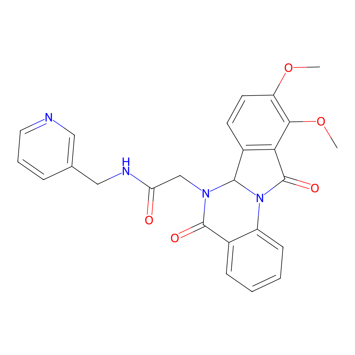 2-(9,10-dimethoxy-5,11-dioxo-6a,11-dihydroisoindolo[2,1-a]quinazolin-6(5H)-yl)-N-(pyridin-3-ylmethyl)acetamide molecular structure, CAS 1630871-99-6