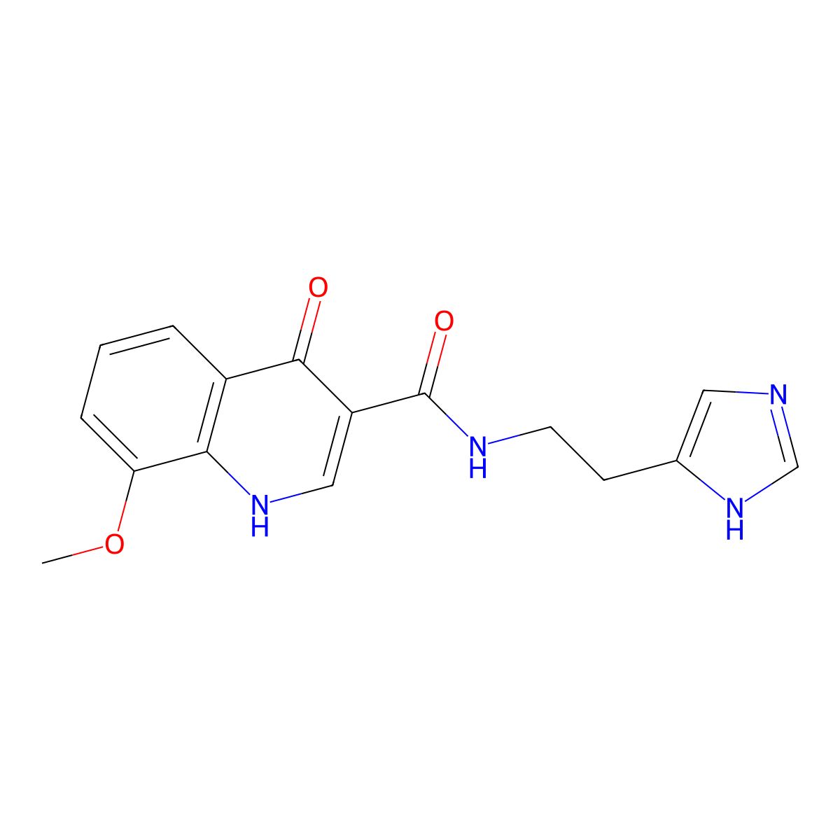4-hydroxy-N-[2-(1H-imidazol-4-yl)ethyl]-8-methoxyquinoline-3-carboxamide molecular structure, CAS 1630872-11-5