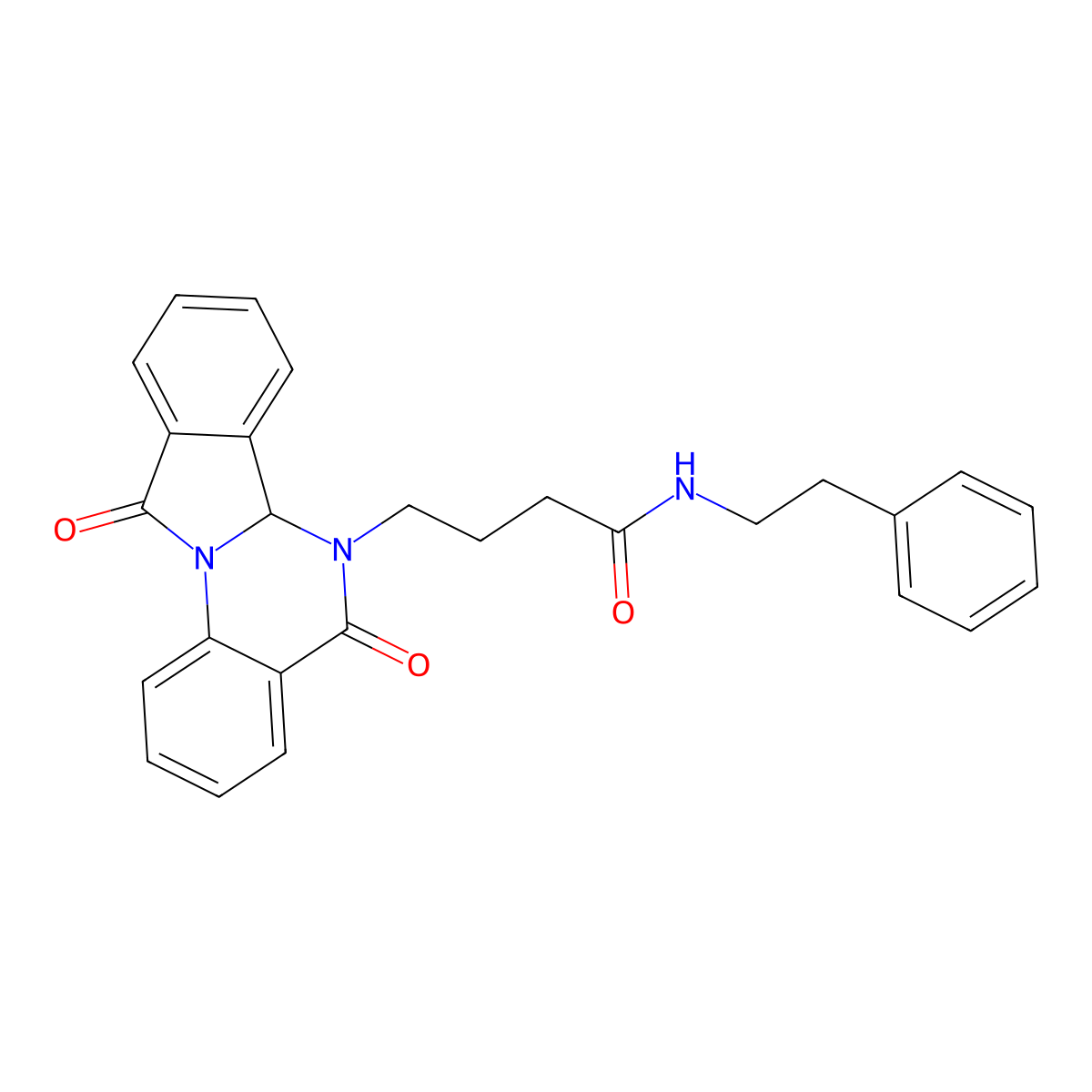 4-(5,11-dioxo-6a,11-dihydroisoindolo[2,1-a]quinazolin-6(5H)-yl)-N-(2-phenylethyl)butanamide molecular structure, CAS 1630872-20-6