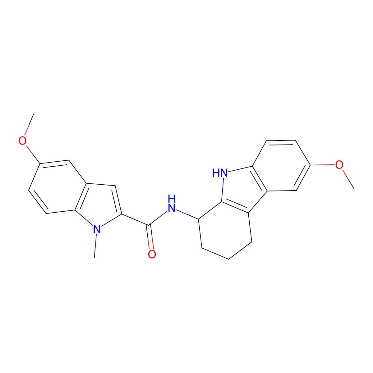5-methoxy-N-(6-methoxy-2,3,4,9-tetrahydro-1H-carbazol-1-yl)-1-methyl-1H-indole-2-carboxamide molecular structure, CAS 1630872-36-4