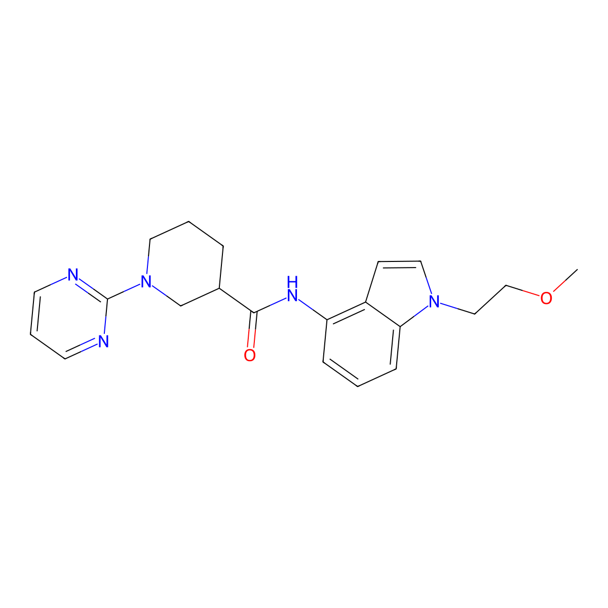 N-[1-(2-methoxyethyl)-1H-indol-4-yl]-1-(pyrimidin-2-yl)piperidine-3-carboxamide molecular structure, CAS 1630872-50-2