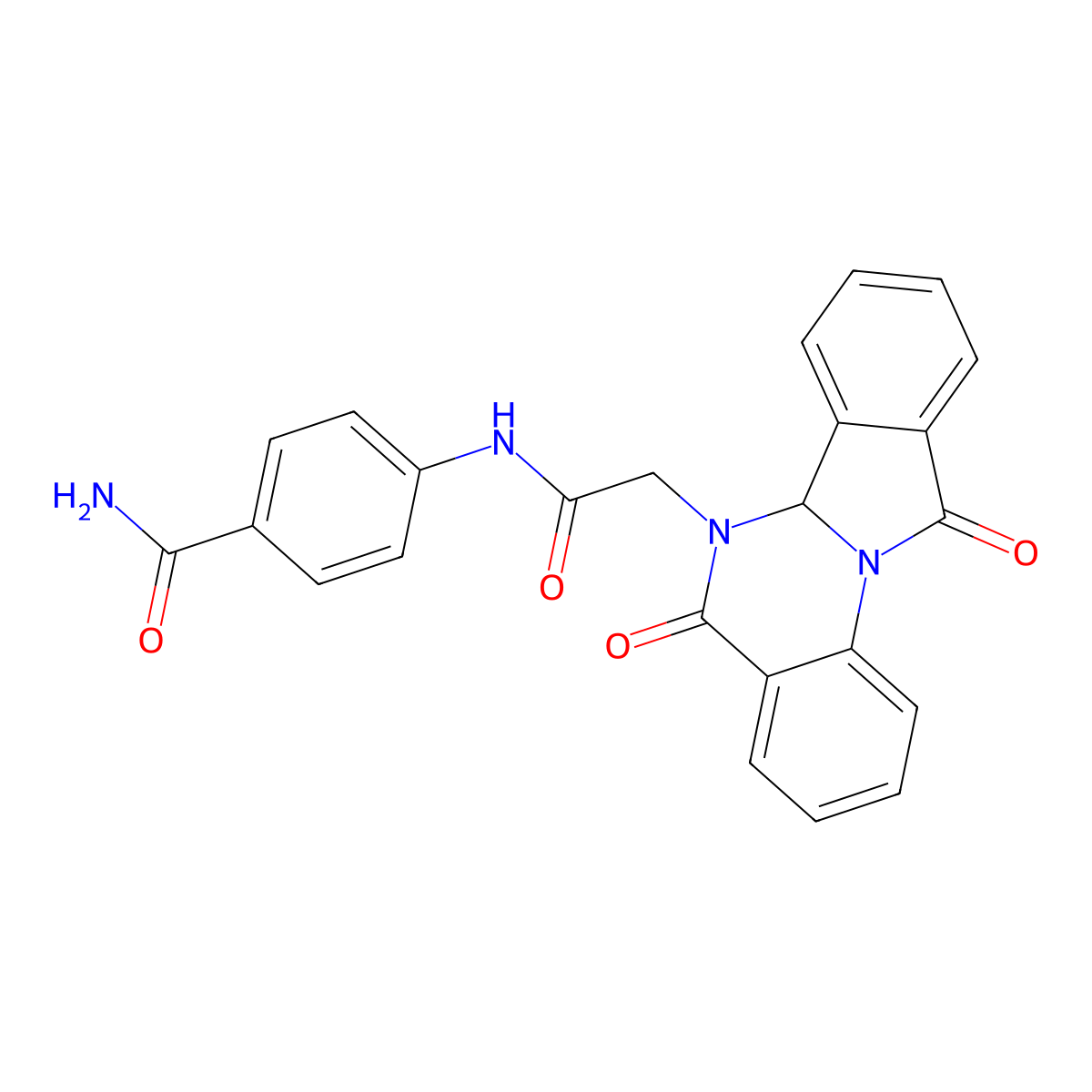 4-{[(5,11-dioxo-6a,11-dihydroisoindolo[2,1-a]quinazolin-6(5H)-yl)acetyl]amino}benzamide molecular structure, CAS 1630872-53-5