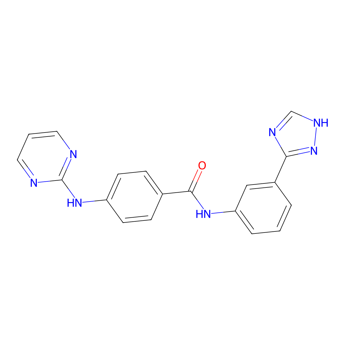 4-(pyrimidin-2-ylamino)-N-[3-(1H-1,2,4-triazol-3-yl)phenyl]benzamide molecular structure, CAS 1630872-64-8