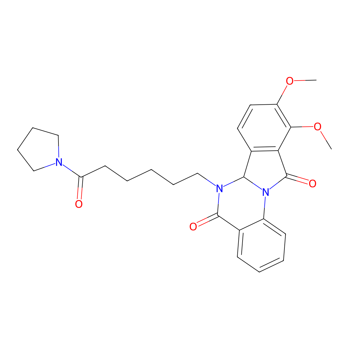 9,10-Dimethoxy-6-[6-oxo-6-(pyrrolidin-1-yl)hexyl]-6,6a-dihydroisoindolo[2,1-a]quinazoline-5,11-dione molecular structure, CAS 1630872-65-9