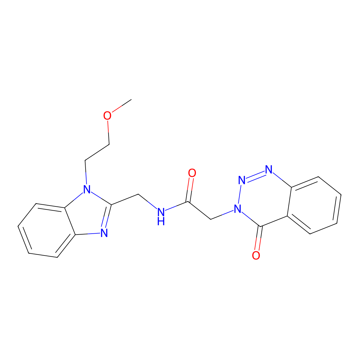 N-{[1-(2-methoxyethyl)-1H-benzimidazol-2-yl]methyl}-2-(4-oxo-1,2,3-benzotriazin-3(4H)-yl)acetamide molecular structure, CAS 1630872-69-3