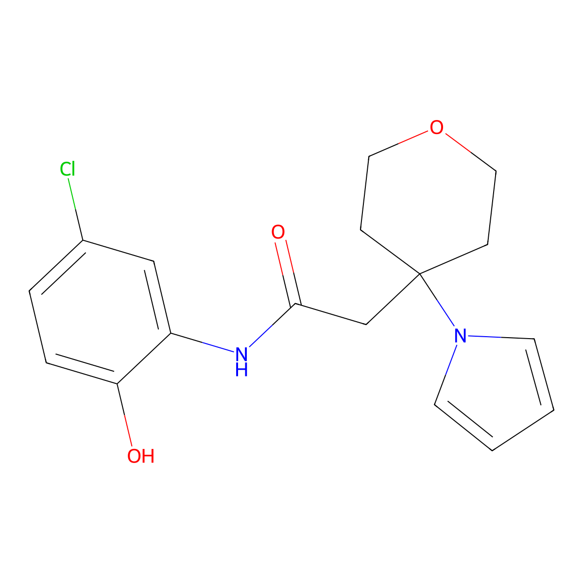 N-(5-chloro-2-hydroxyphenyl)-2-[4-(1H-pyrrol-1-yl)tetrahydro-2H-pyran-4-yl]acetamide molecular structure, CAS 1630872-72-8