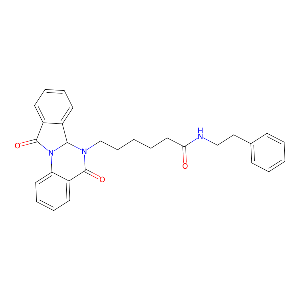 6-(5,11-dioxo-6a,11-dihydroisoindolo[2,1-a]quinazolin-6(5H)-yl)-N-(2-phenylethyl)hexanamide molecular structure, CAS 1630872-93-3
