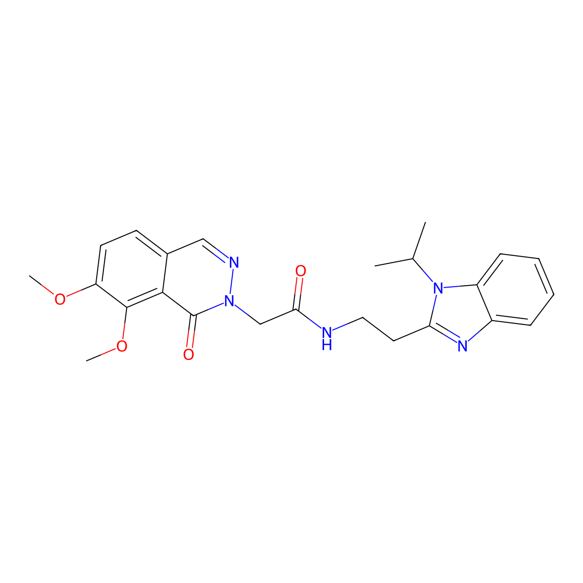 2-(7,8-dimethoxy-1-oxophthalazin-2(1H)-yl)-N-{2-[1-(propan-2-yl)-1H-benzimidazol-2-yl]ethyl}acetamide molecular structure, CAS 1630873-04-9