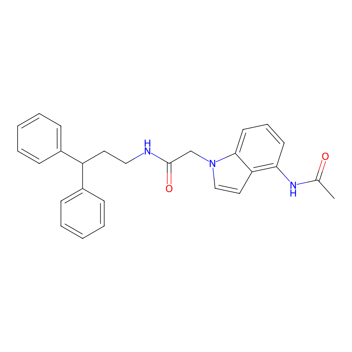 2-[4-(acetylamino)-1H-indol-1-yl]-N-(3,3-diphenylpropyl)acetamide molecular structure, CAS 1630873-27-6