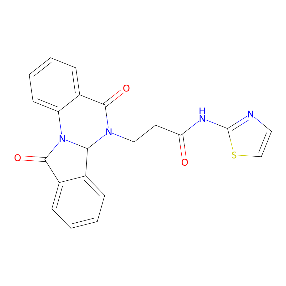 3-(5,11-dioxo-6a,11-dihydroisoindolo[2,1-a]quinazolin-6(5H)-yl)-N-(1,3-thiazol-2-yl)propanamide molecular structure, CAS 1630873-33-4