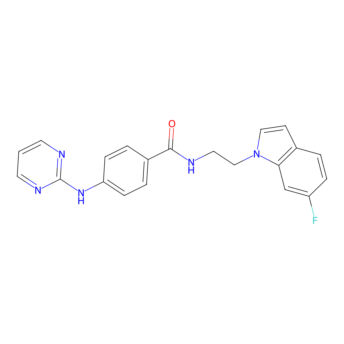 N-[2-(6-fluoro-1H-indol-1-yl)ethyl]-4-(2-pyrimidinylamino)benzamide molecular structure, CAS 1630873-47-0