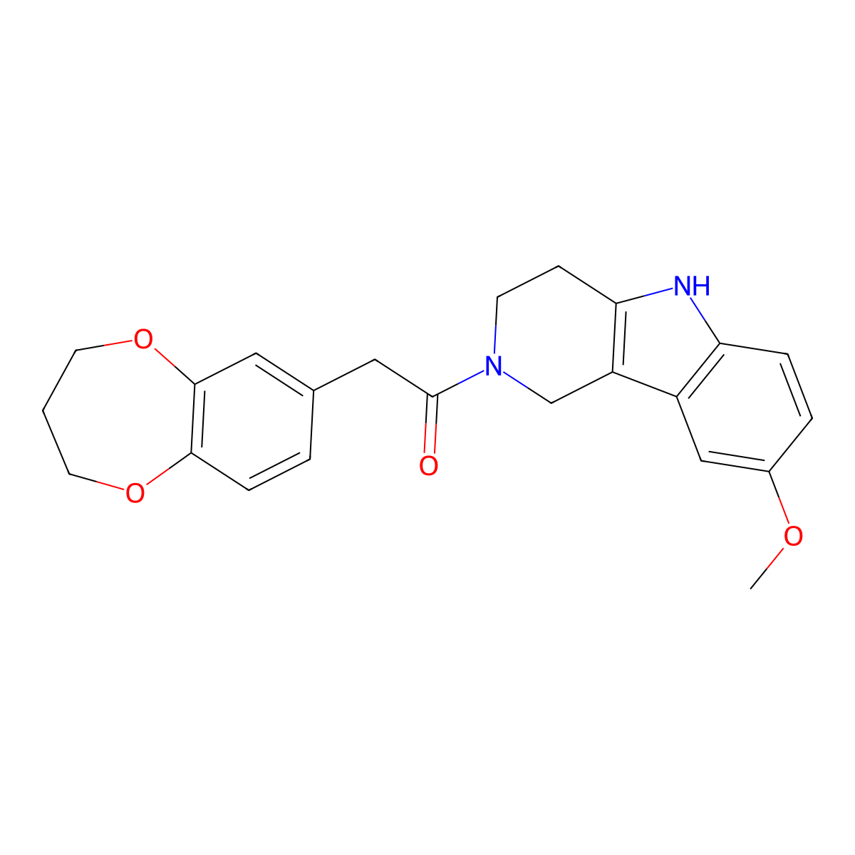 2-(3,4-dihydro-2H-1,5-benzodioxepin-7-yl)-1-(8-methoxy-1,3,4,5-tetrahydro-2H-pyrido[4,3-b]indol-2-yl)ethanone molecular structure, CAS 1630873-48-1