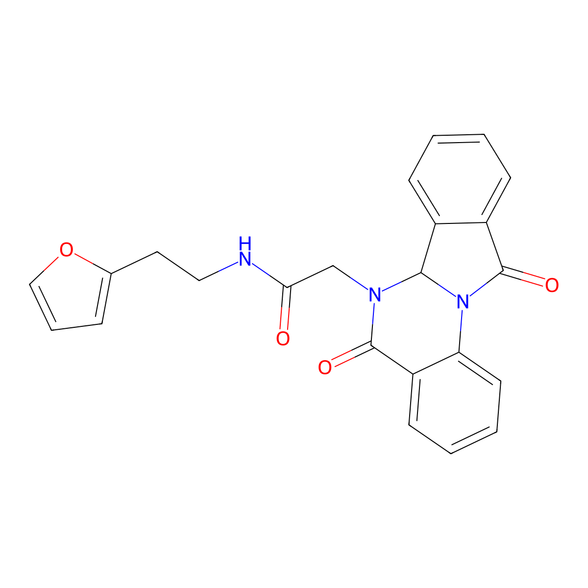 2-(5,11-dioxo-6a,11-dihydroisoindolo[2,1-a]quinazolin-6(5H)-yl)-N-[2-(furan-2-yl)ethyl]acetamide molecular structure, CAS 1630873-57-2