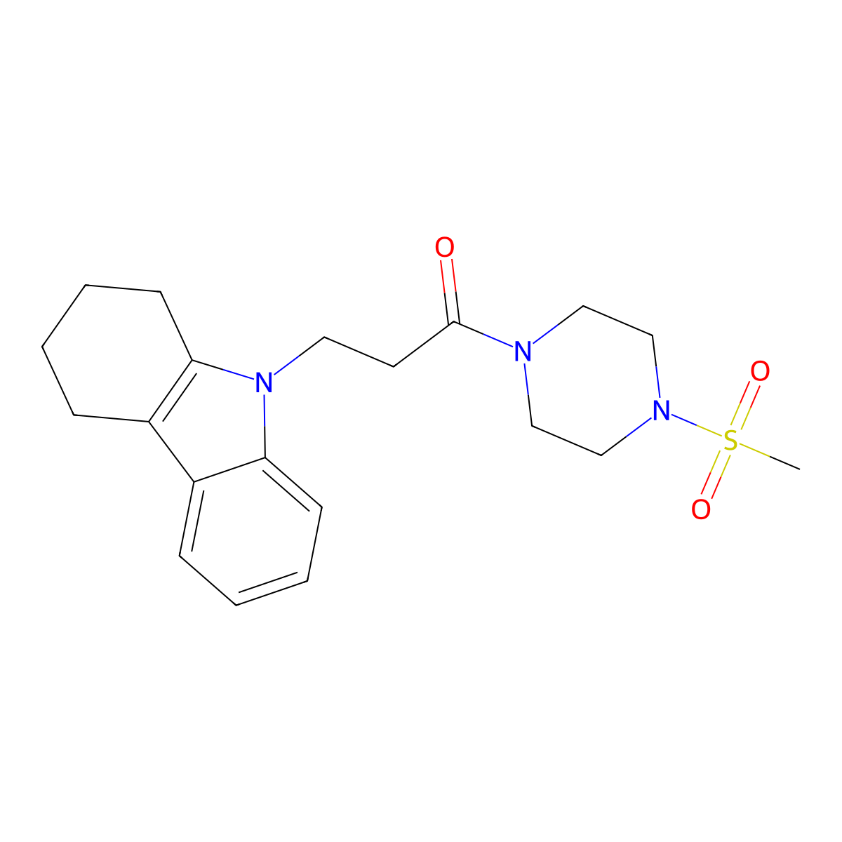 1-[4-(methylsulfonyl)piperazin-1-yl]-3-(1,2,3,4-tetrahydro-9H-carbazol-9-yl)propan-1-one molecular structure, CAS 1630873-62-9