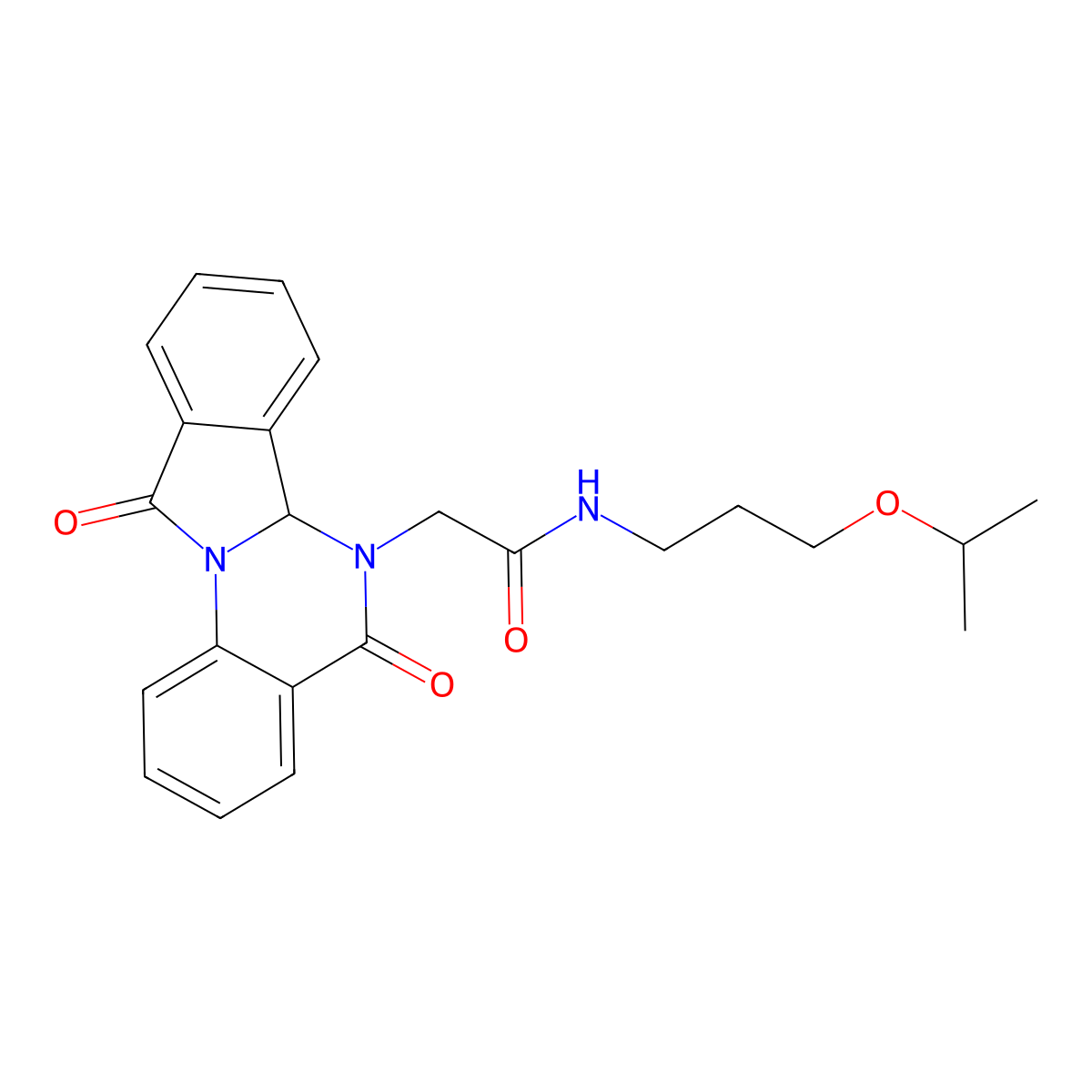 2-(5,11-dioxo-6a,11-dihydroisoindolo[2,1-a]quinazolin-6(5H)-yl)-N-[3-(propan-2-yloxy)propyl]acetamide molecular structure, CAS 1630873-87-8