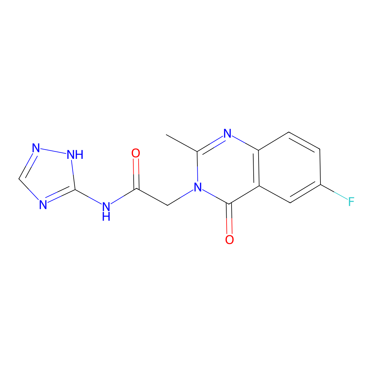 2-(6-fluoro-2-methyl-4-oxoquinazolin-3(4H)-yl)-N-(4H-1,2,4-triazol-3-yl)acetamide molecular structure, CAS 1630899-40-9