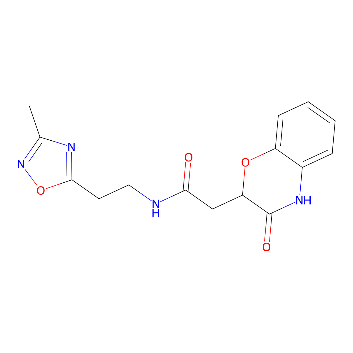 2-(3-hydroxy-2H-1,4-benzoxazin-2-yl)-N-[2-(3-methyl-1,2,4-oxadiazol-5-yl)ethyl]acetamide molecular structure, CAS 1630899-44-3