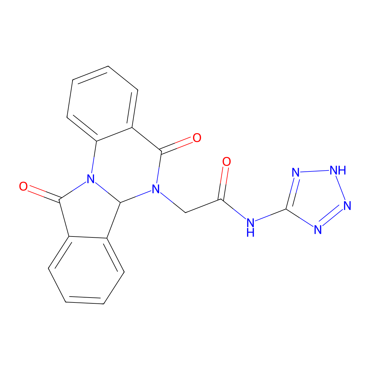 2-(5,11-dioxo-6a,11-dihydroisoindolo[2,1-a]quinazolin-6(5H)-yl)-N-(2H-tetrazol-5-yl)acetamide molecular structure, CAS 1630899-60-3