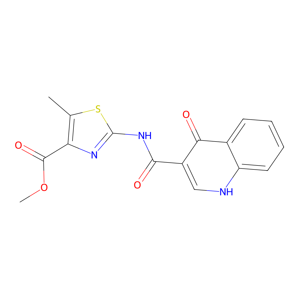 Methyl 2-{[(4-hydroxyquinolin-3-yl)carbonyl]amino}-5-methyl-1,3-thiazole-4-carboxylate molecular structure, CAS 1630899-79-4