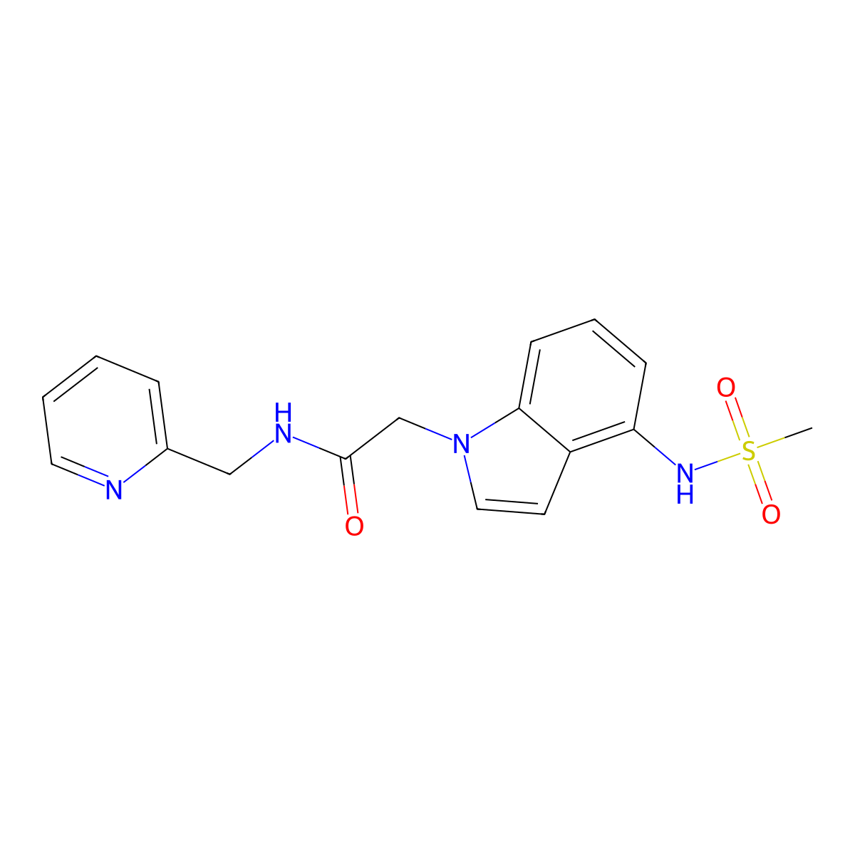 2-{4-[(methylsulfonyl)amino]-1H-indol-1-yl}-N-(pyridin-2-ylmethyl)acetamide molecular structure, CAS 1630899-82-9