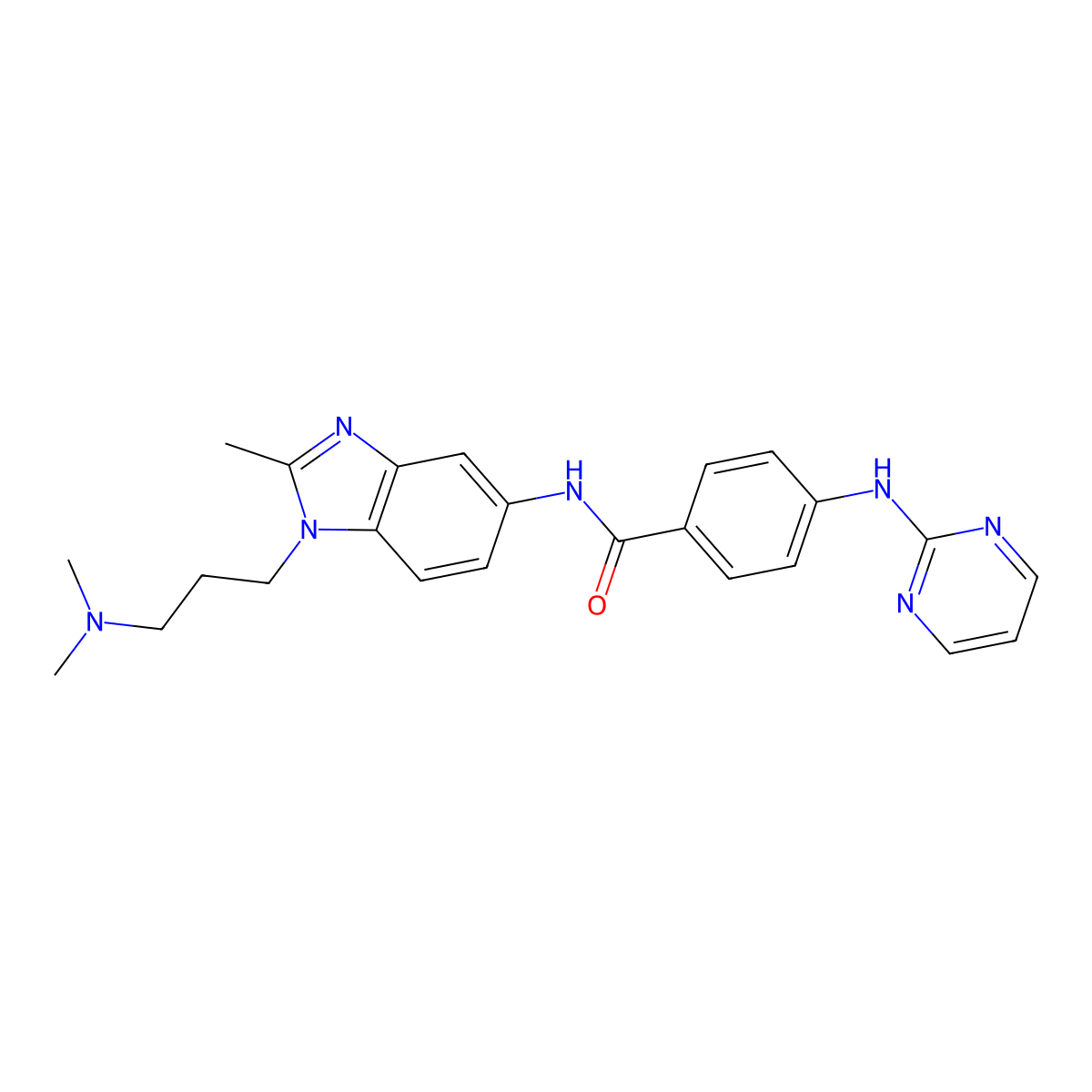 N-{1-[3-(dimethylamino)propyl]-2-methyl-1H-benzimidazol-5-yl}-4-(pyrimidin-2-ylamino)benzamide molecular structure, CAS 1630899-86-3
