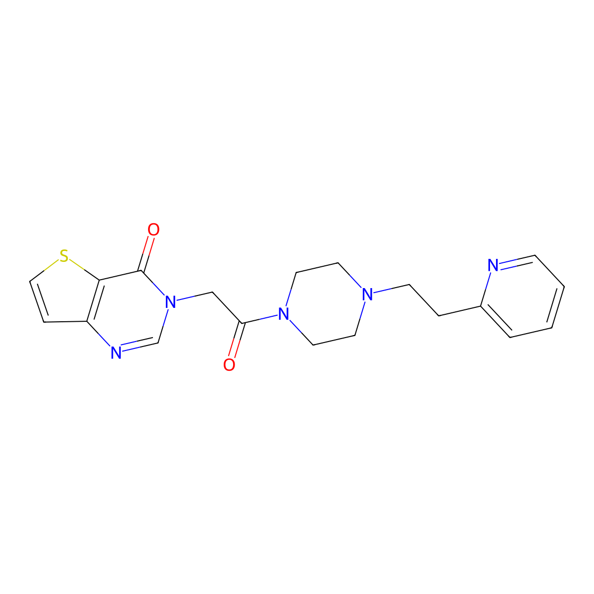 3-(2-oxo-2-{4-[2-(pyridin-2-yl)ethyl]piperazin-1-yl}ethyl)thieno[3,2-d]pyrimidin-4(3H)-one molecular structure, CAS 1630899-94-3