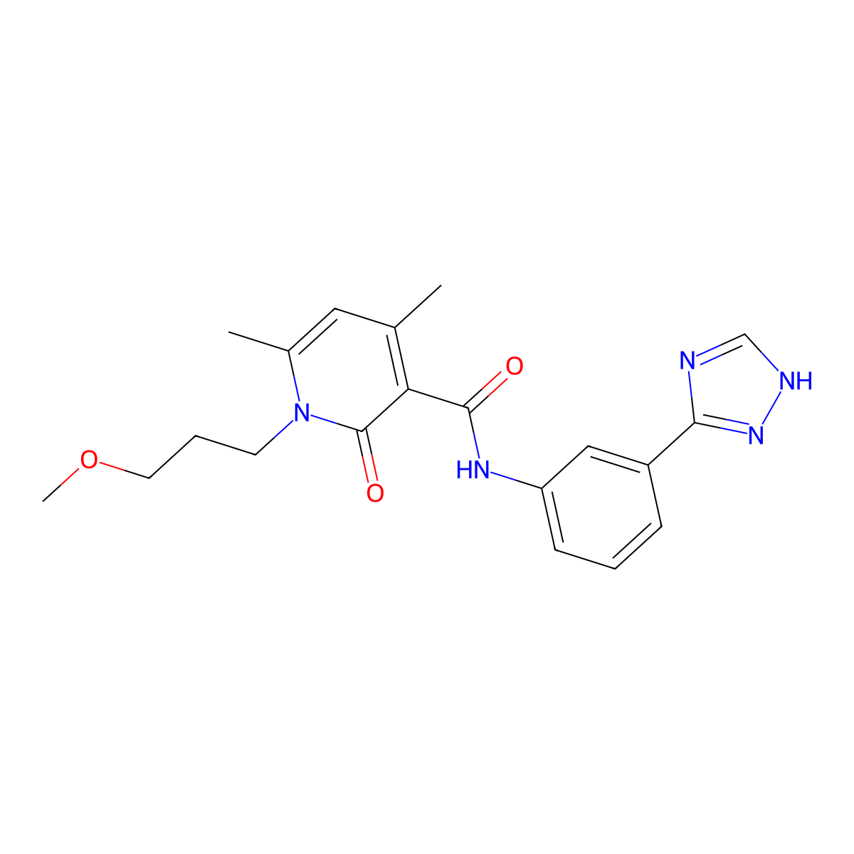 1-(3-methoxypropyl)-4,6-dimethyl-2-oxo-N-[3-(1H-1,2,4-triazol-3-yl)phenyl]-1,2-dihydropyridine-3-carboxamide molecular structure, CAS 1630900-00-3
