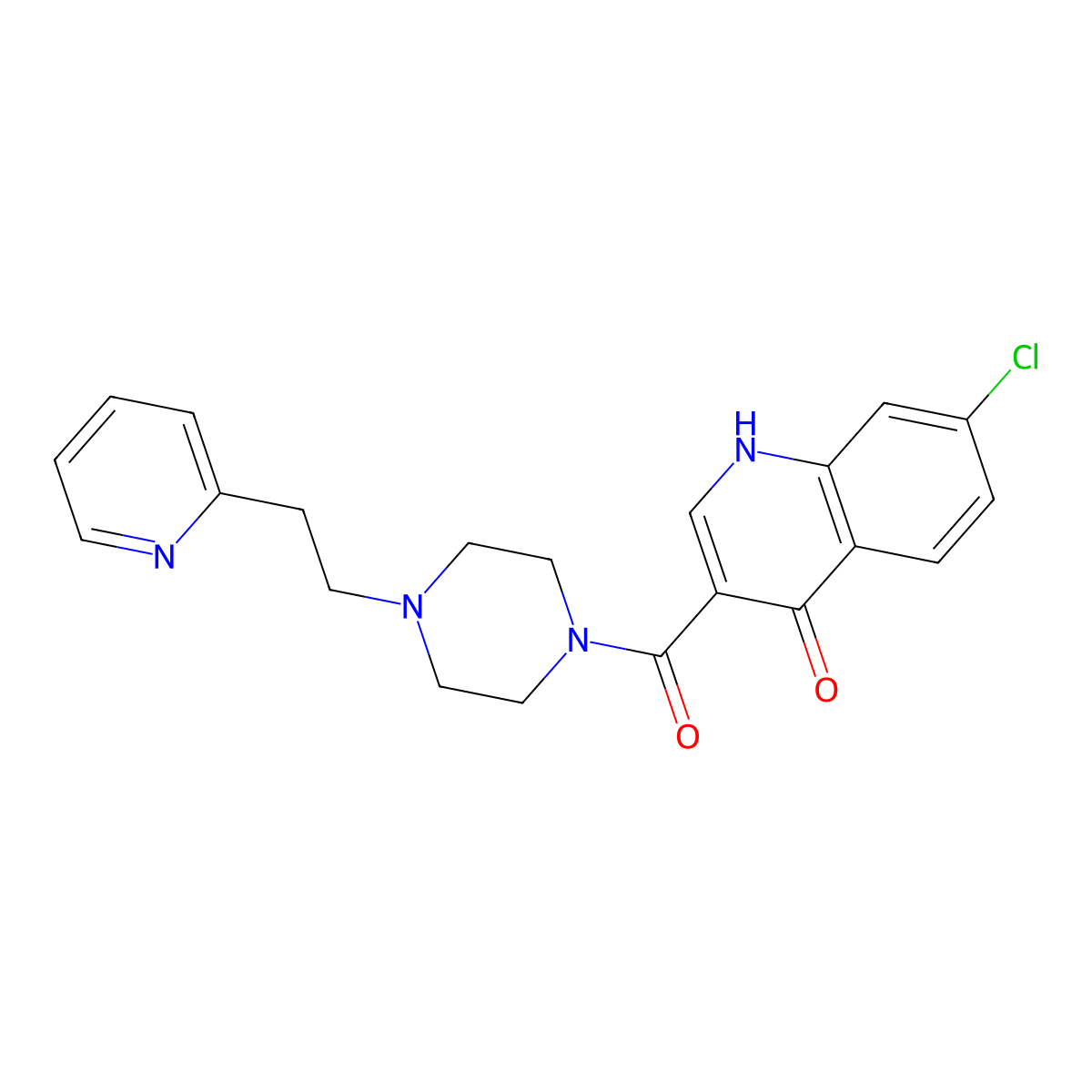 (7-Chloro-4-hydroxyquinolin-3-yl){4-[2-(pyridin-2-yl)ethyl]piperazin-1-yl}methanone molecular structure, CAS 1630900-07-0