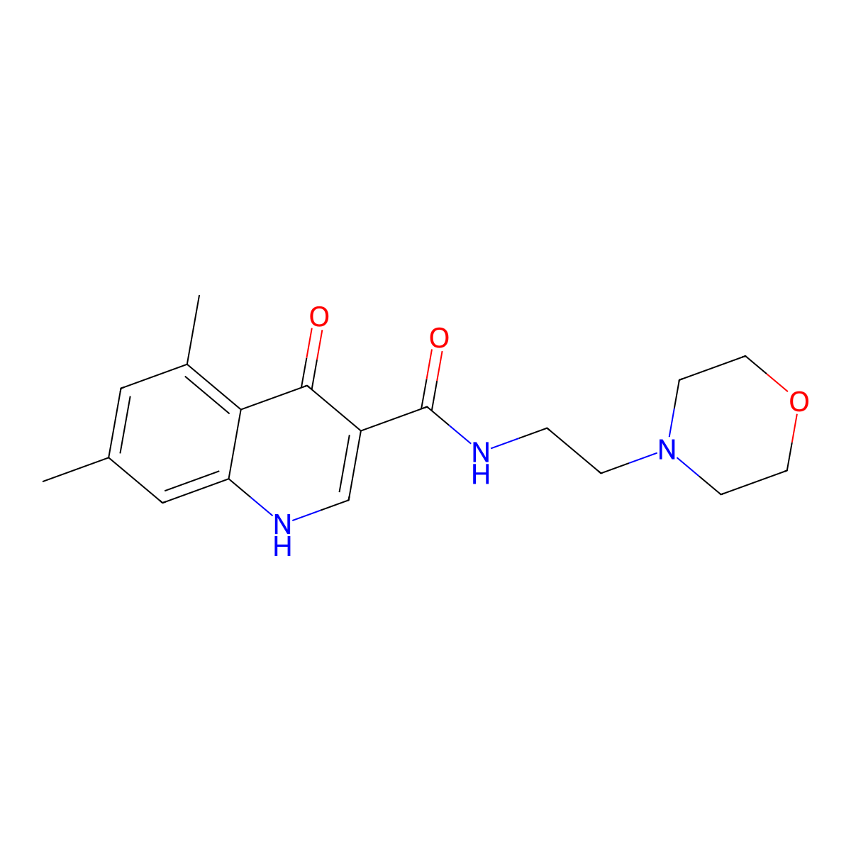 4-hydroxy-5,7-dimethyl-N-[2-(morpholin-4-yl)ethyl]quinoline-3-carboxamide molecular structure, CAS 1630900-09-2