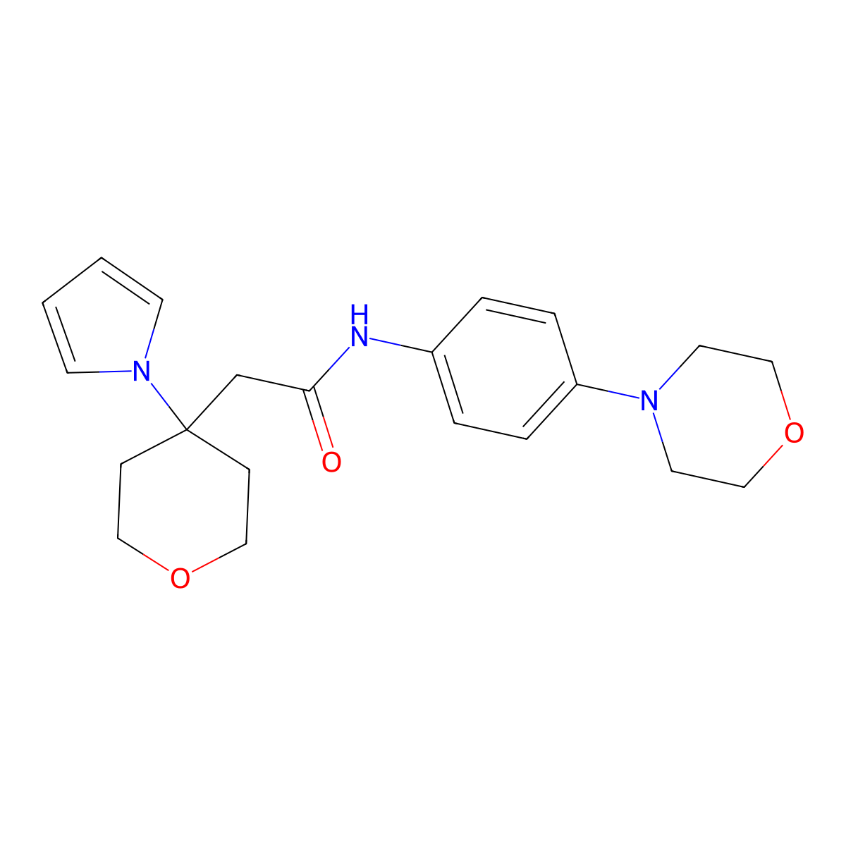 N-[4-(morpholin-4-yl)phenyl]-2-[4-(1H-pyrrol-1-yl)tetrahydro-2H-pyran-4-yl]acetamide molecular structure, CAS 1630900-35-4