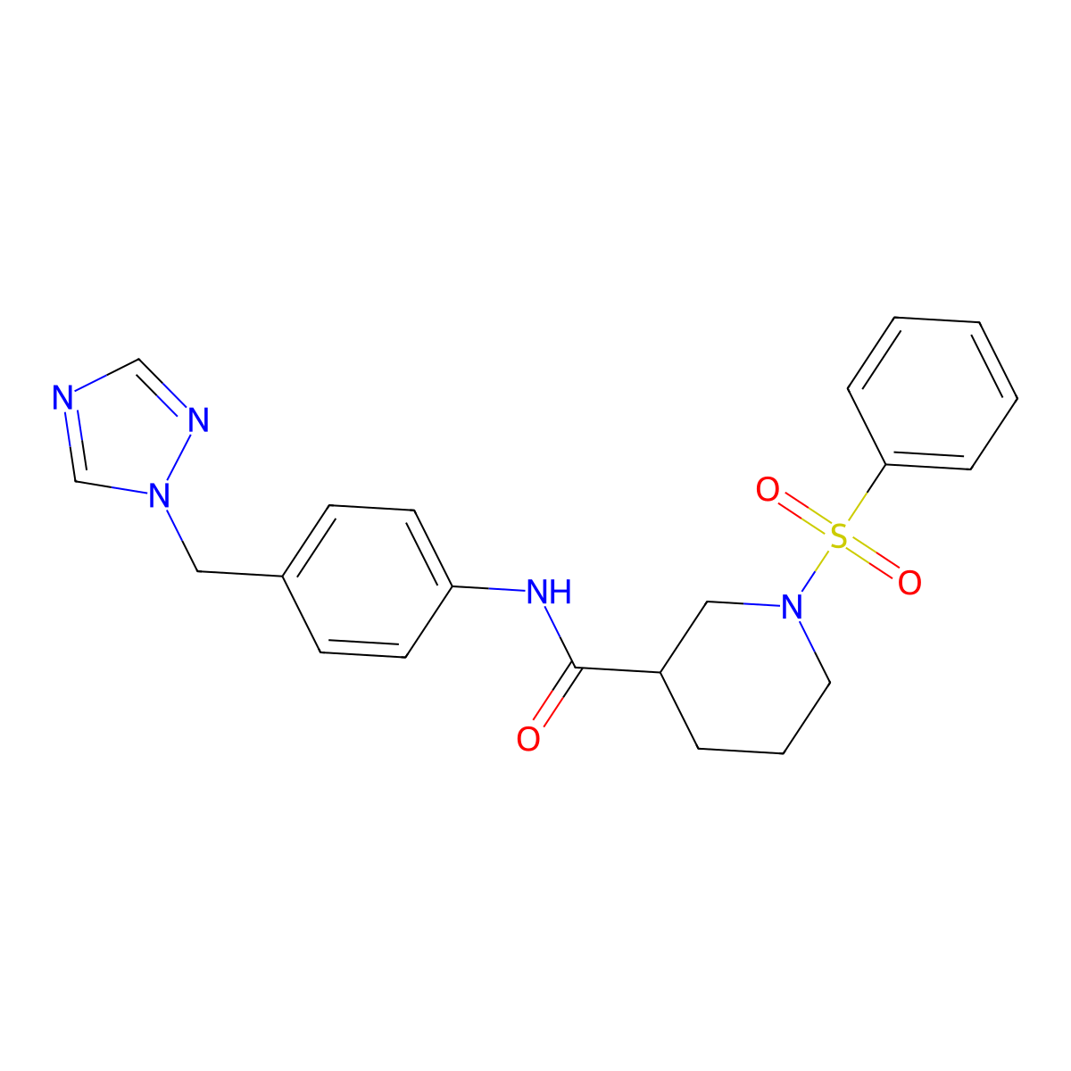 1-(phenylsulfonyl)-N-[4-(1H-1,2,4-triazol-1-ylmethyl)phenyl]piperidine-3-carboxamide molecular structure, CAS 1630900-65-0