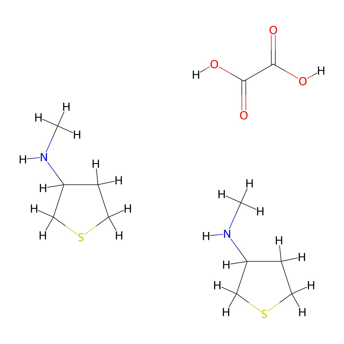 N-methyltetrahydrothiophen-3-amine hemioxalate molecular structure, CAS 1630900-69-4
