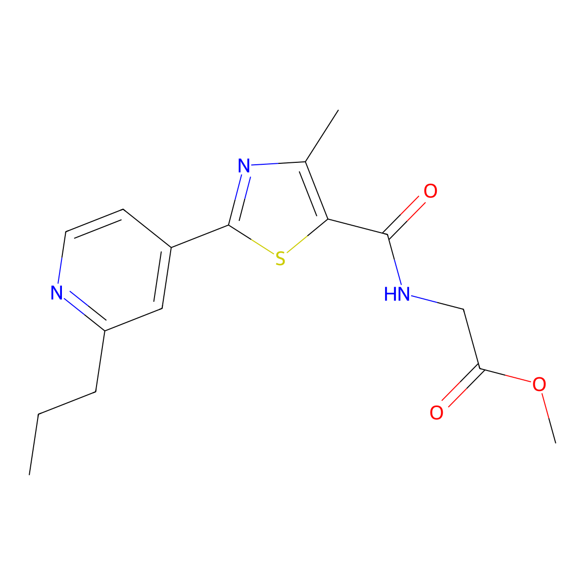 methyl N-{[4-methyl-2-(2-propylpyridin-4-yl)-1,3-thiazol-5-yl]carbonyl}glycinate molecular structure, CAS 1630900-71-8