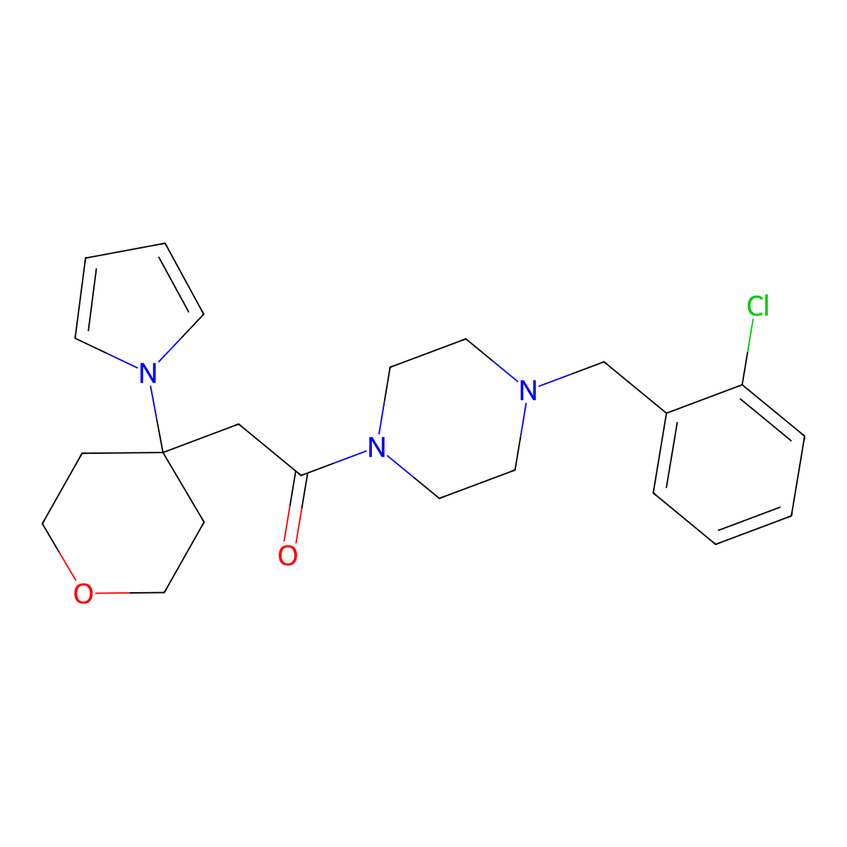 1-[4-(2-chlorobenzyl)piperazin-1-yl]-2-[4-(1H-pyrrol-1-yl)tetrahydro-2H-pyran-4-yl]ethanone molecular structure, CAS 1630900-74-1