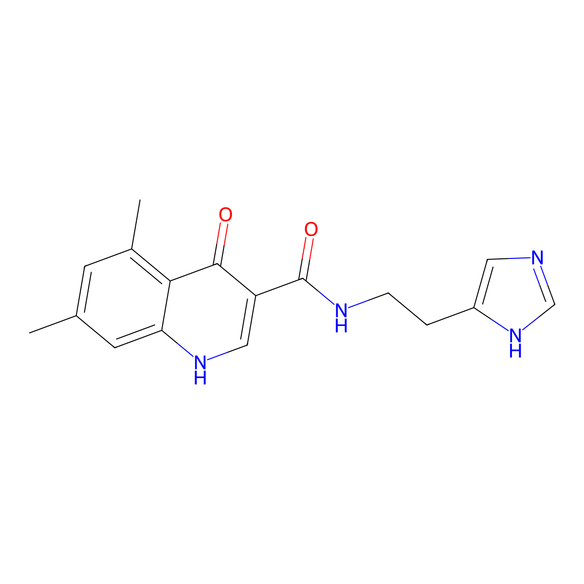 4-hydroxy-N-[2-(1H-imidazol-4-yl)ethyl]-5,7-dimethylquinoline-3-carboxamide molecular structure, CAS 1630900-88-7