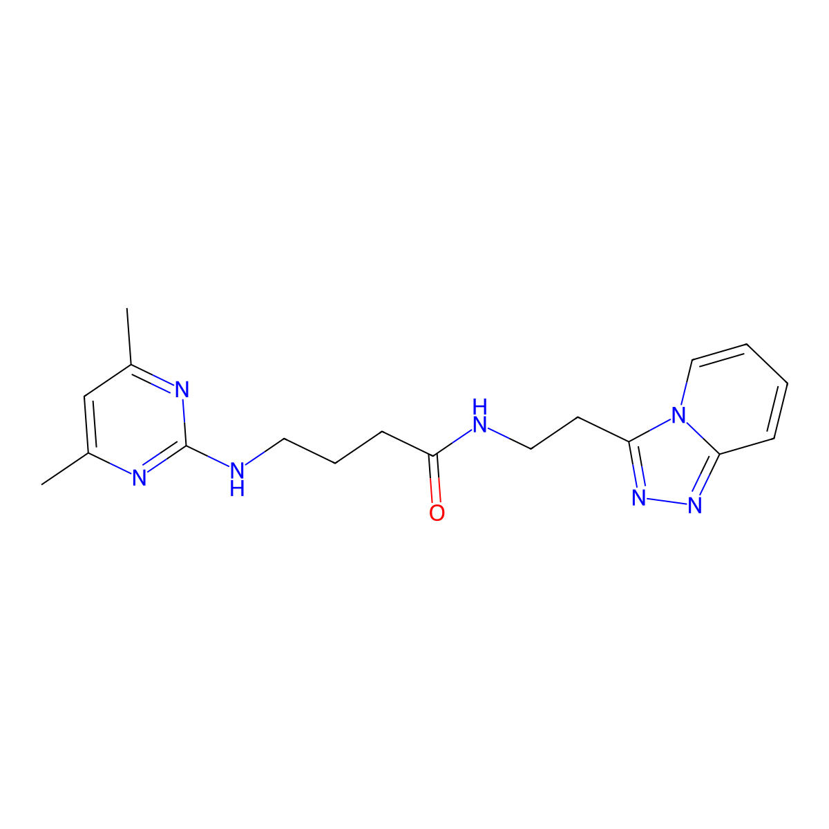 4-[(4,6-dimethyl-2-pyrimidinyl)amino]-N-(2-[1,2,4]triazolo[4,3-a]pyridin-3-ylethyl)butanamide molecular structure, CAS 1630900-90-1