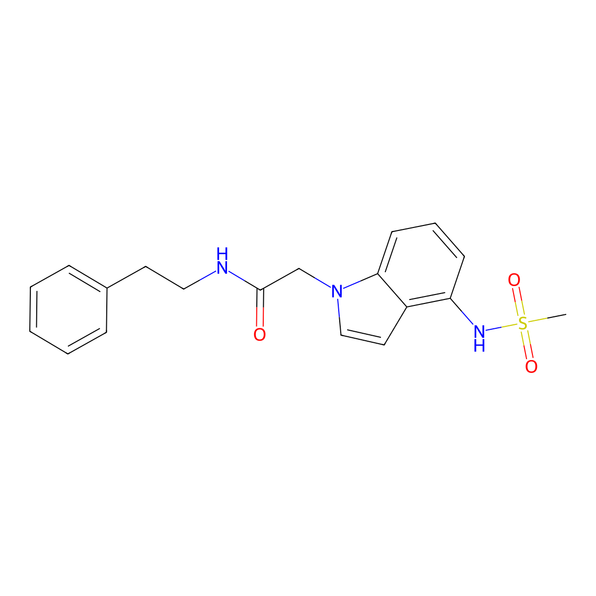 2-{4-[(methylsulfonyl)amino]-1H-indol-1-yl}-N-(2-phenylethyl)acetamide molecular structure, CAS 1630900-97-8