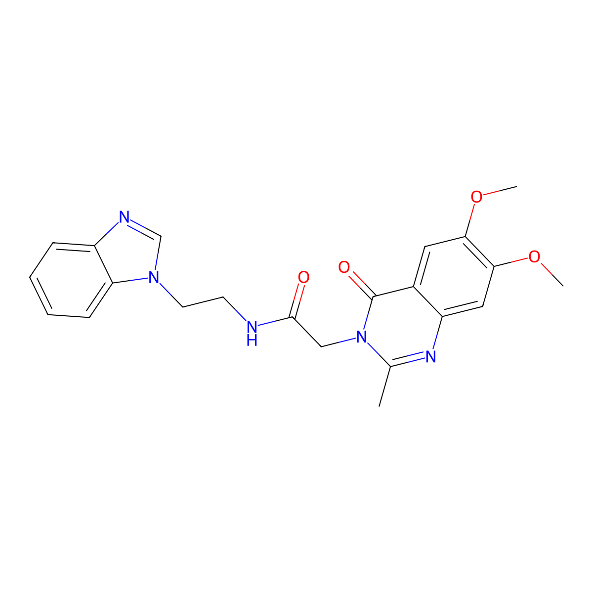 N-[2-(1H-benzimidazol-1-yl)ethyl]-2-(6,7-dimethoxy-2-methyl-4-oxoquinazolin-3(4H)-yl)acetamide molecular structure, CAS 1630900-99-0