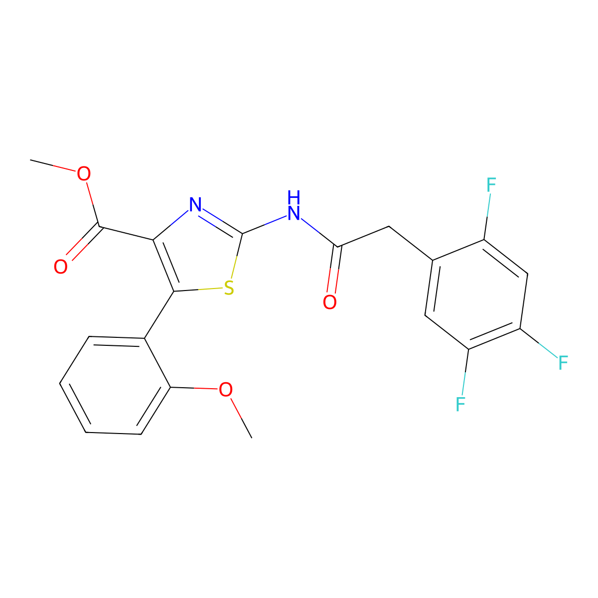 Methyl 5-(2-methoxyphenyl)-2-{[(2,4,5-trifluorophenyl)acetyl]amino}-1,3-thiazole-4-carboxylate molecular structure, CAS 1630901-06-2
