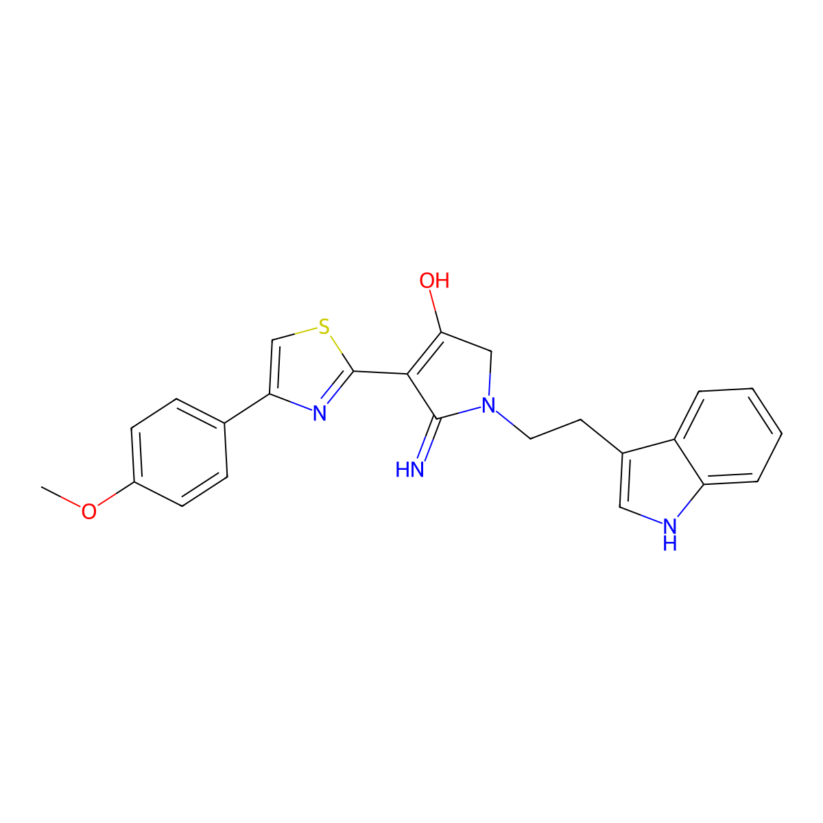 5-imino-1-[2-(1H-indol-3-yl)ethyl]-4-[4-(4-methoxyphenyl)-1,3-thiazol-2-yl]-2,5-dihydro-1H-pyrrol-3-ol molecular structure, CAS 1630901-24-4