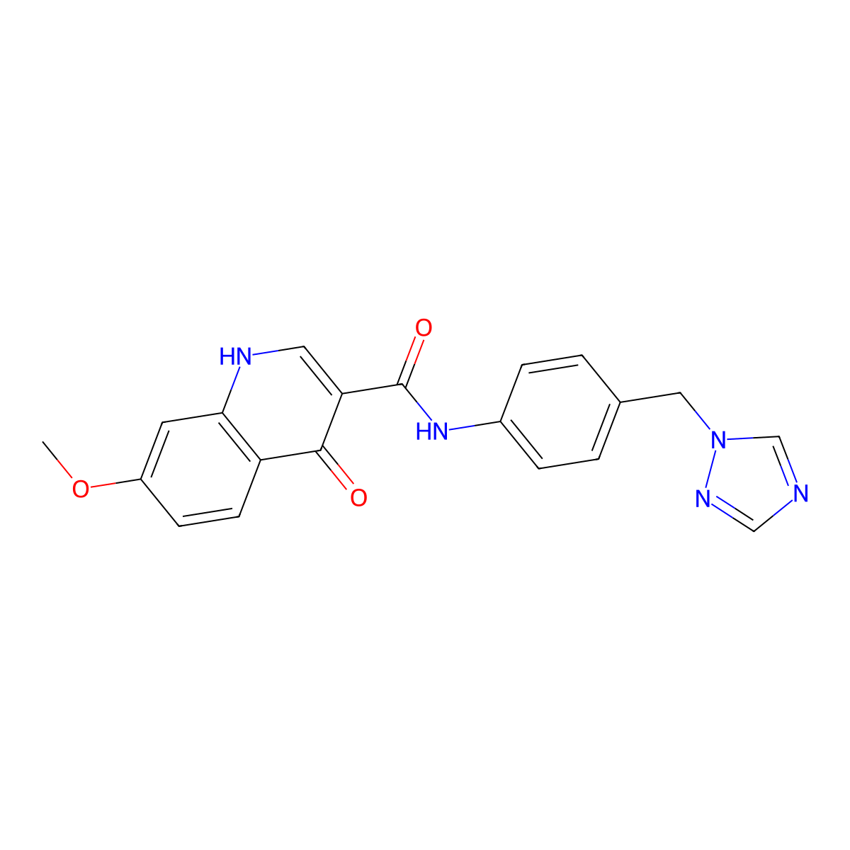 4-hydroxy-7-methoxy-N-[4-(1H-1,2,4-triazol-1-ylmethyl)phenyl]quinoline-3-carboxamide molecular structure, CAS 1630901-29-9