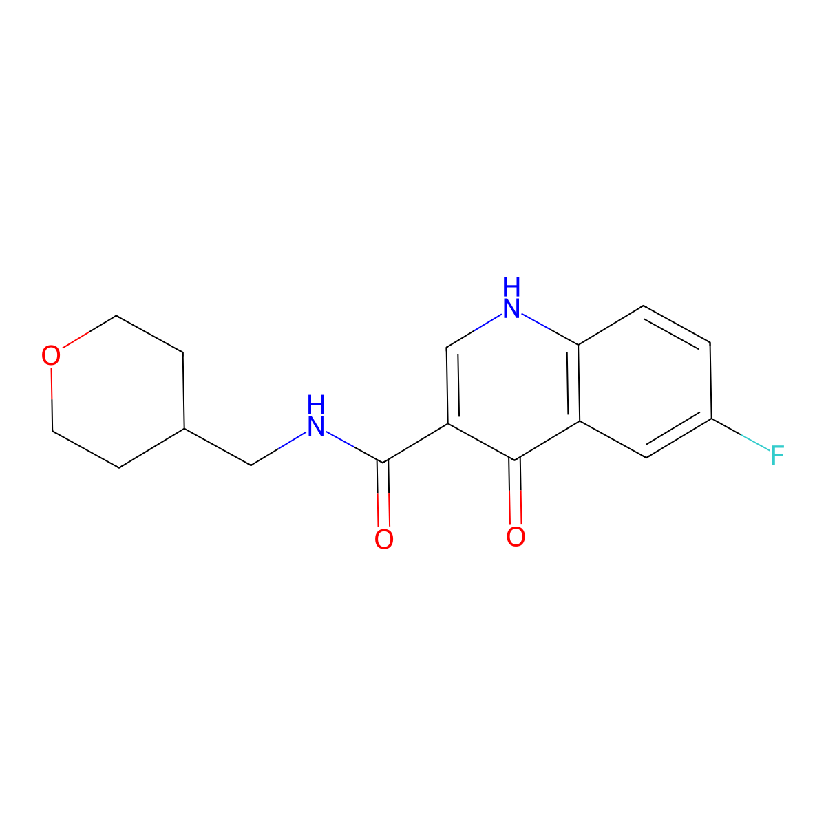 6-fluoro-4-hydroxy-N-(tetrahydro-2H-pyran-4-ylmethyl)quinoline-3-carboxamide molecular structure, CAS 1630903-04-6