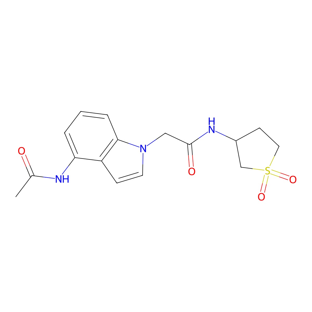 2-[4-(acetylamino)-1H-indol-1-yl]-N-(1,1-dioxidotetrahydrothiophen-3-yl)acetamide molecular structure, CAS 1630903-07-9