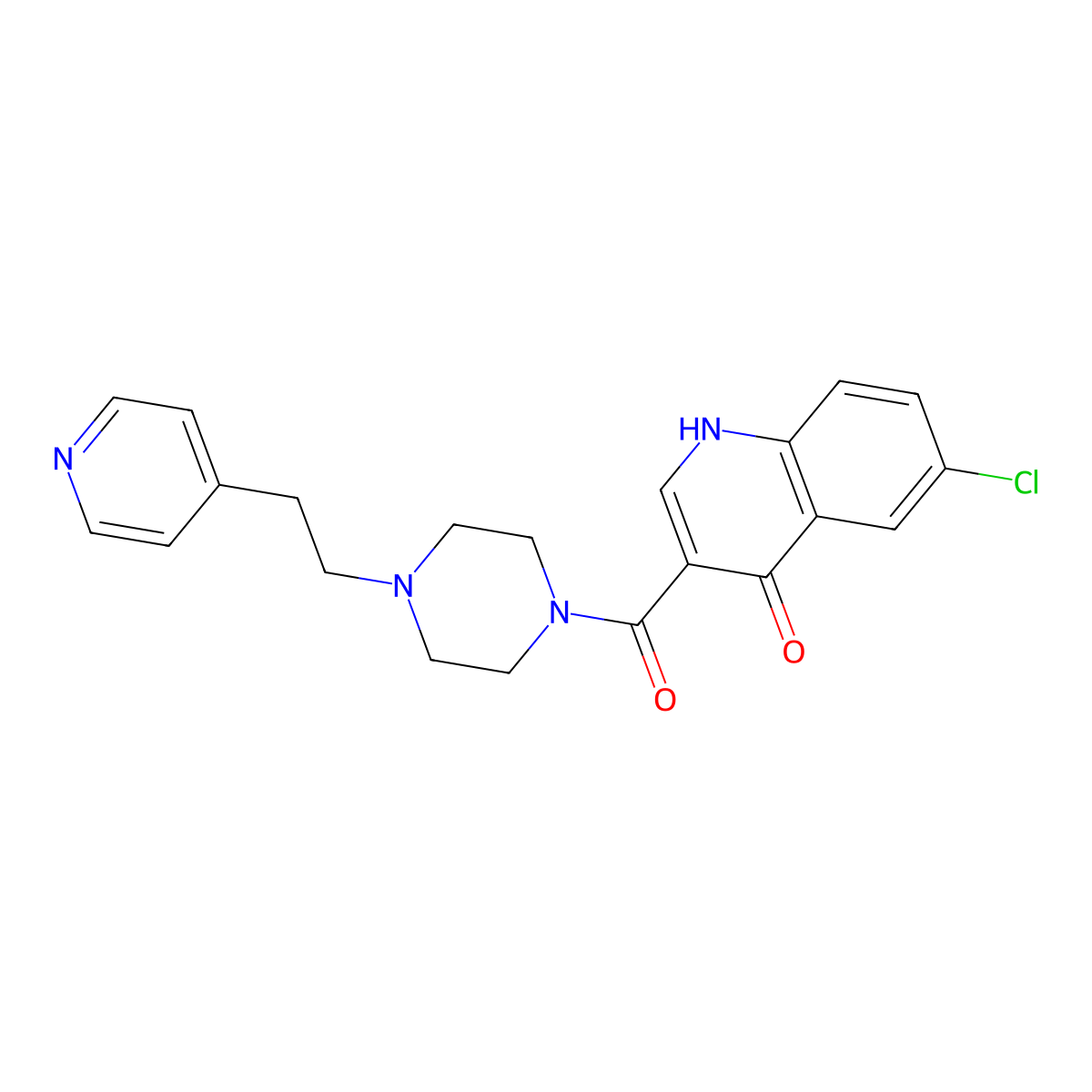 (6-Chloro-4-hydroxyquinolin-3-yl){4-[2-(pyridin-4-yl)ethyl]piperazin-1-yl}methanone molecular structure, CAS 1630903-12-6